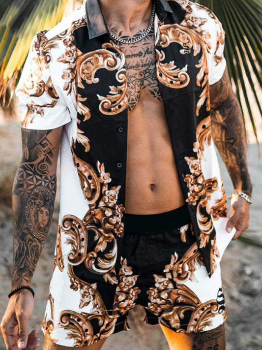 Men's Hawaiian Shirt And Shorts Set 3 Tropical Prints Great Casual Streetwear