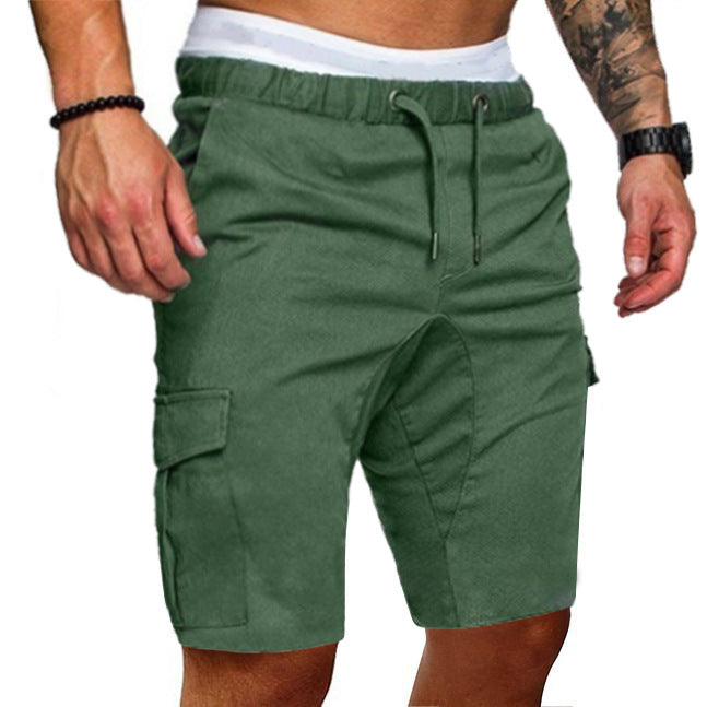 Men's Solid Color Double-knit Cargo Shorts